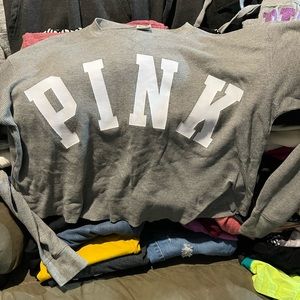 VS Pink thermal long sleeve crop top